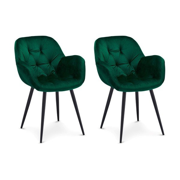 Rohelised sametised söögitoolid 2tk komplektis Salina - Furnhouse-image-3
