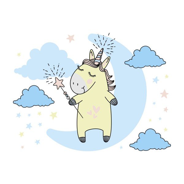 Sada nástěnných dětských samolepek Ambiance Unicorn in The Sky-image-2