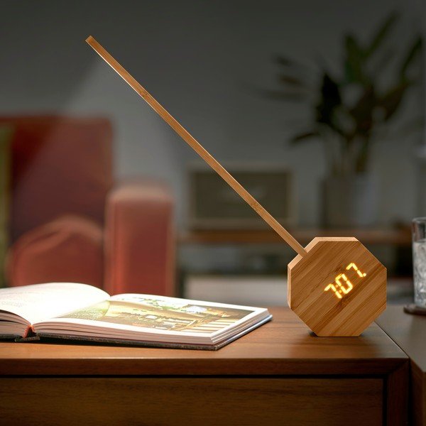 Bambusest LED laualamp (kõrgus 39,5 cm) Octagon One - Gingko-image-1