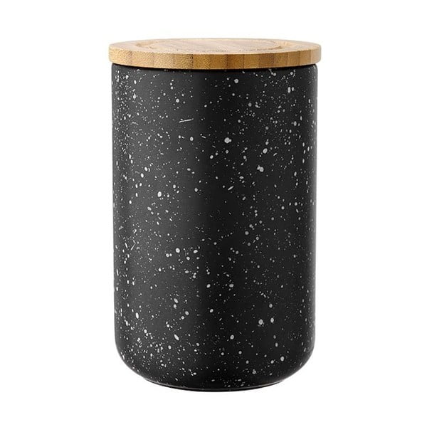 Černá keramická dóza s bambusovým víkem Ladelle Speckle, výška 17 cm