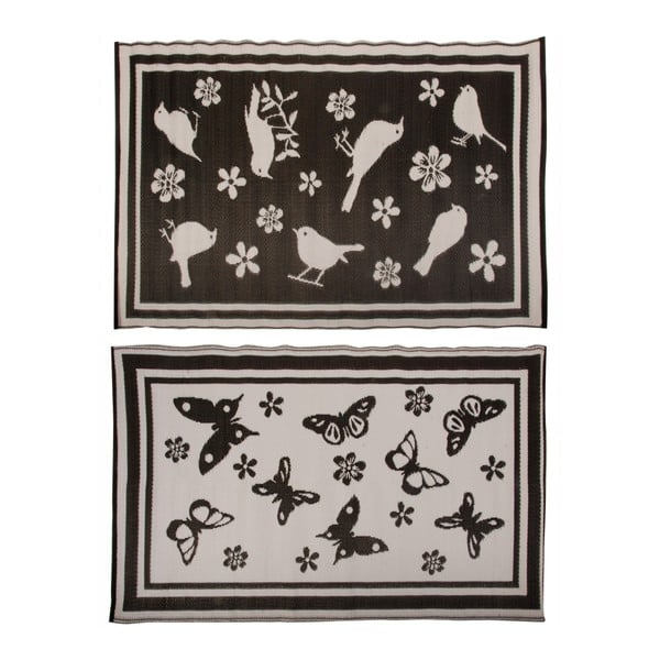 Sada 2 černobílých zahradních koberců Esschert Design, 180 x 118,5 cm