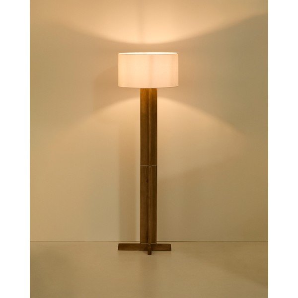 Valge/pruun põrandalamp tekstiilist varjuga (kõrgus 150,5 cm) Niani - Kave Home-image-1