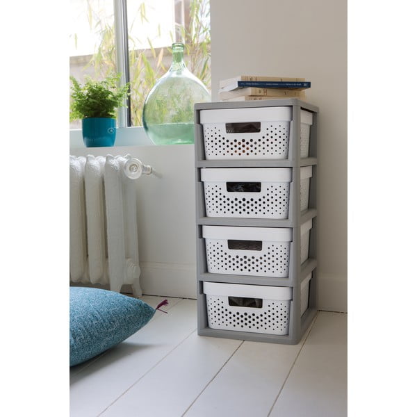 Valge-hall plastikust ratastega riiul 29,5x65,5 cm Infinity - Curver-image-2