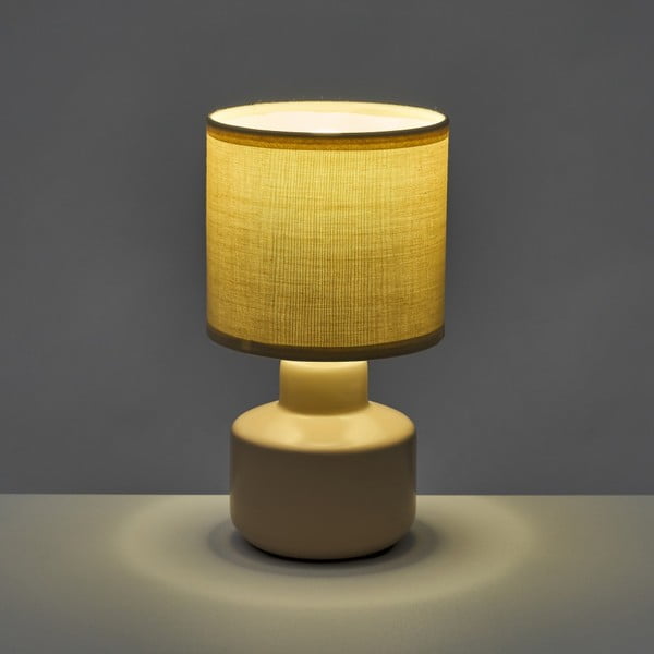 Beež keraamiline laualamp tekstiilist varjuga (kõrgus 22 cm) - Casa Selección-image-1