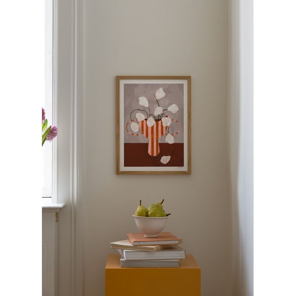 Plakat 30×40 cm White Flowers in Striped Vase – The Poster Club-image-1