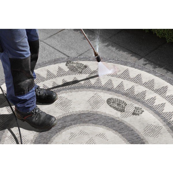Hall ja kreemikas õuevaip , ⌀ 140 cm Jamaica - NORTHRUGS-image-1