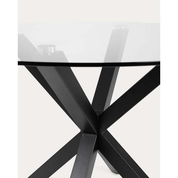 Must ümmargune diivanilaud klaasist pealispinnaga ø 82 cm Argo - Kave Home-image-3