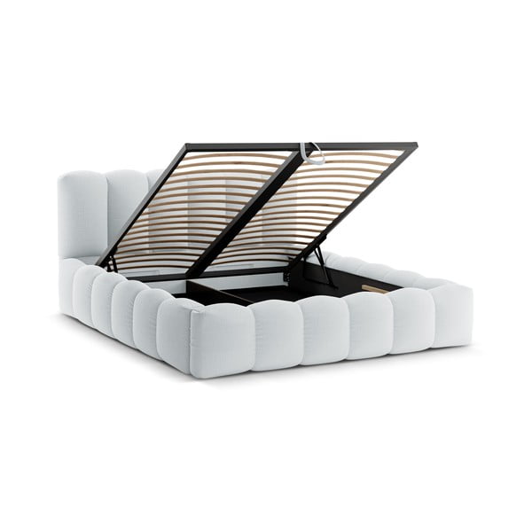 Helehall polsterdatud kaheinimesevoodi panipaigaga 200x200 cm ja panipaik Lupine - Micadoni-image-2