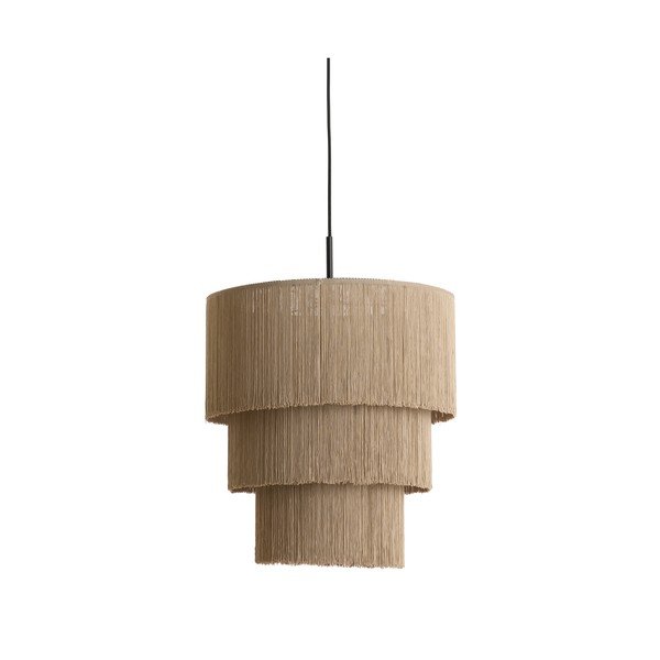 Hallikaspruun ripplamp tekstiilvarjuga ø 10 cm Malaika - Light & Living