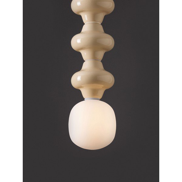 Valge/kreemikas keraamiline ripplamp klaasist varjuga, ø 18 cm Clio - Nova Luce-image-1