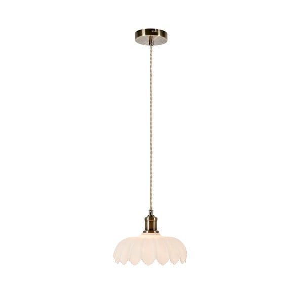 Valge-messingivärvi rippvalgusti klaasist varjuga ø 25,5 cm Kurage - Markslöjd