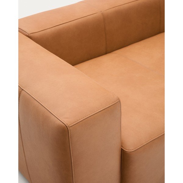Pruun nahkdiivan 240 cm Blok - Kave Home-image-4