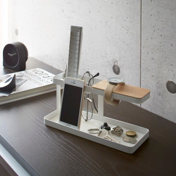 Valge multifunktsionaalne statiiv koos pööningulaua baariga Tower - YAMAZAKI-image-1