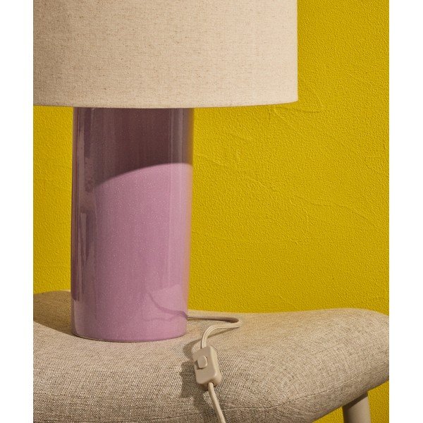 Lilla/beež laualamp tekstiilist varjuga (kõrgus 52 cm) Toneric - Kave Home-image-3