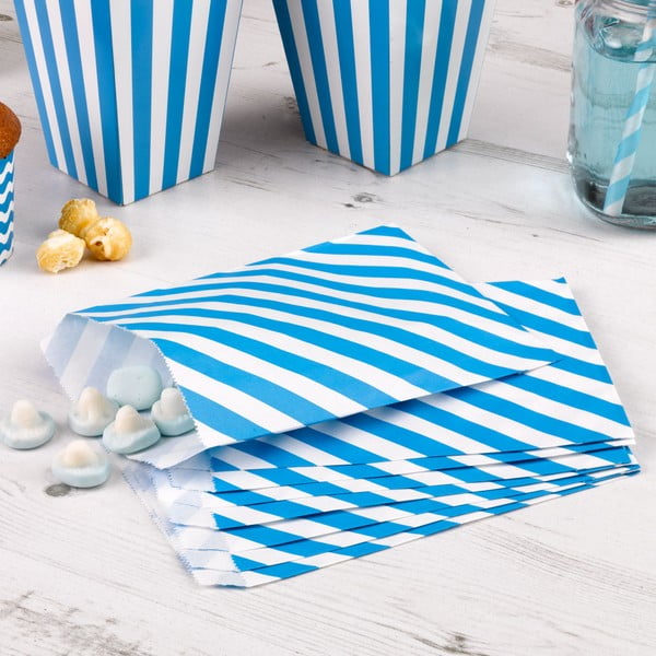 Sada 25 modrých papírových taštiček Neviti Carnival Stripes