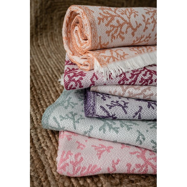 Tumeroosa ruuduline puuvillane suvi , 140 x 180 cm Coral - Euromant-image-2