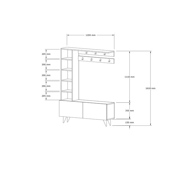 Pähklipuidust koridorikomplekt naturaalses värvitoonis Hale - Kalune Design-image-3