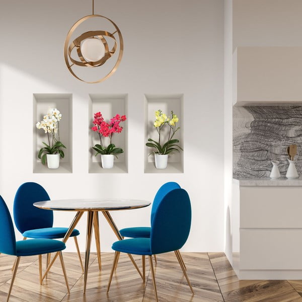 Komplekt 3 3D seinakleebist orhideed - Ambiance-image-1