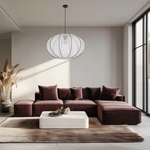 Valge rippvalgusti tekstiilist varjuga ø 60 cm Mellow - Candellux Lighting-image-1
