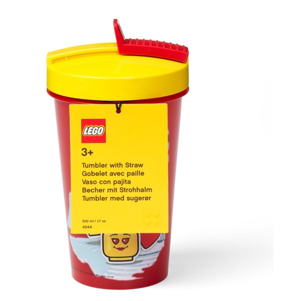 Punane tass kollase kaane ja kõrrega , 500 ml Iconic - LEGO®-image-1