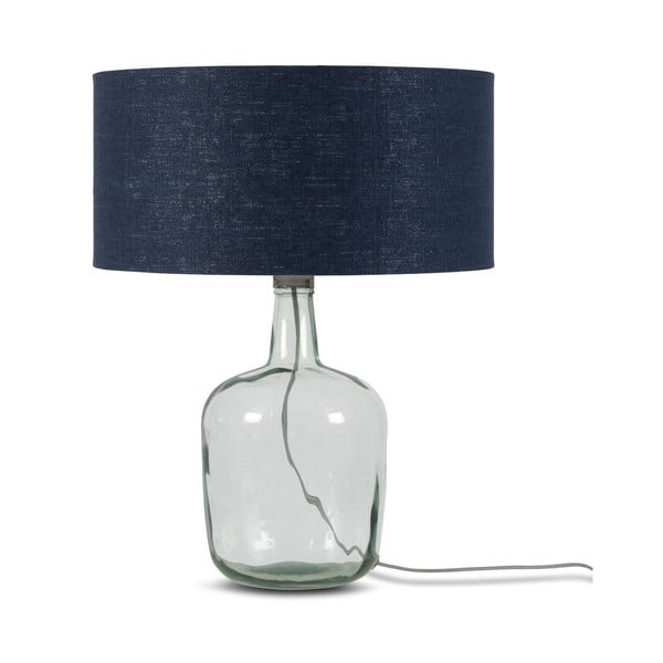 Stolní lampa s tmavě modrým stínidlem a konstrukcí z recyklovaného skla Good&Mojo Murano, ⌀ 47 cm