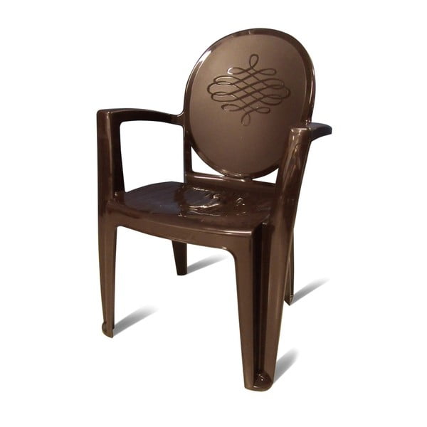 Tmavě hnědá plastová stohovatelná židle Lara