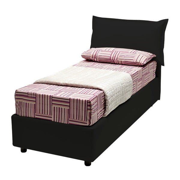 Černá  jednolůžková postel s potahem z eko kůže 13Casa Rose, 90 x 190 cm