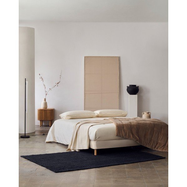 Beež polsterdatud kaheinimesevoodi 150x190 cm Ofelia - Kave Home-image-1