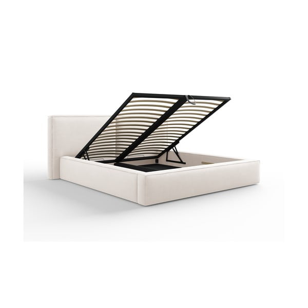 Beež polsterdatud kaheinimesevoodi koos panipaiga ja voodipõhjaga 200x200 cm Arendal - Cosmopolitan Design-image-3