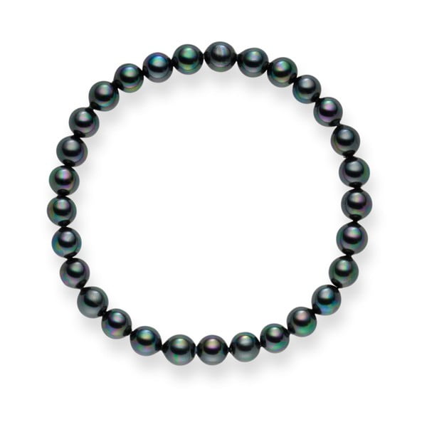 Antracitový perlový náramek Pearls of London Mystic Grey, 17 cm
