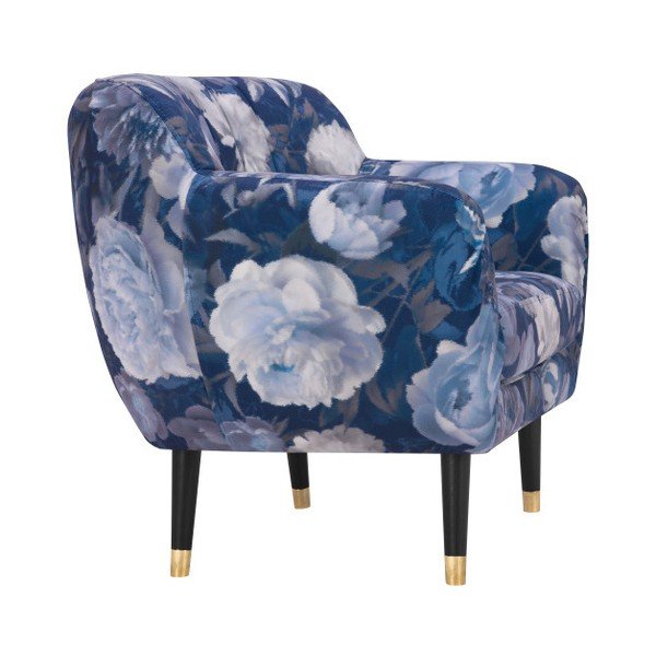 Modré křeslo Mazzini Sofas Benito Floral-image-3