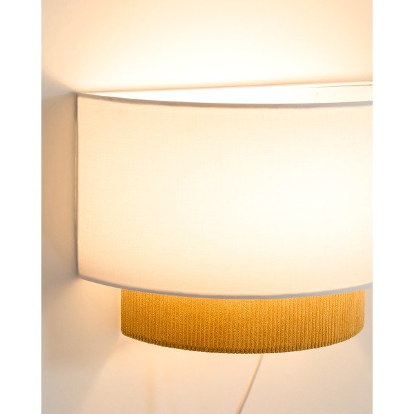 Sinepikollane/valge laste lamp tekstiilist varjuga Bianella - Kave Home-image-3