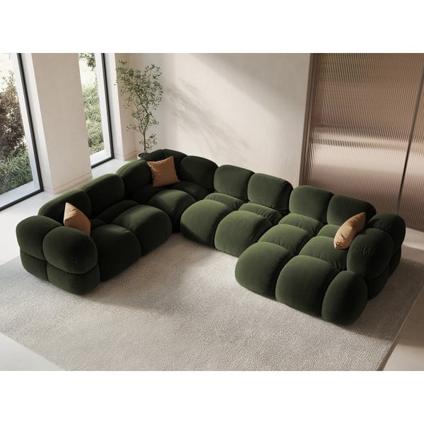  Roheline sametist nurgadiivan (vasak nurk/U-kujuline) Loretto – Cosmopolitan Design-image-3