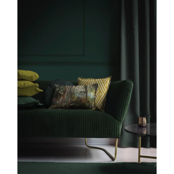 Kollane ja valge sametpadi Lines, 45 x 45 cm - Velvet Atelier-image-1