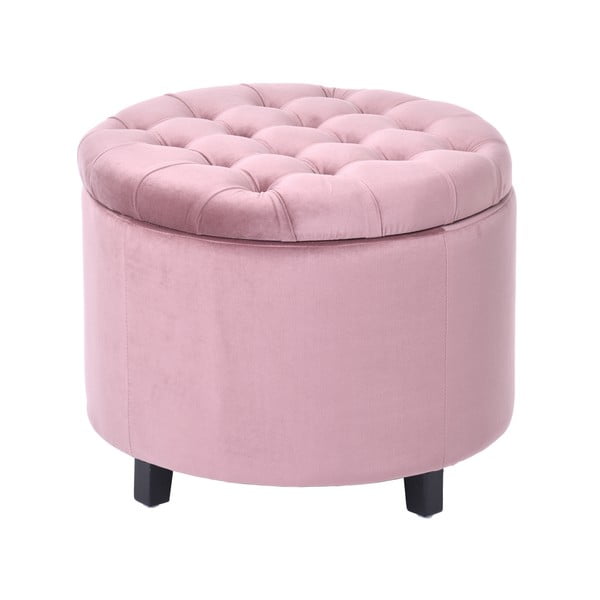 Světle růžový sametový puf s úložným prostorem Miloo Home Vanity, ⌀ 50 cm