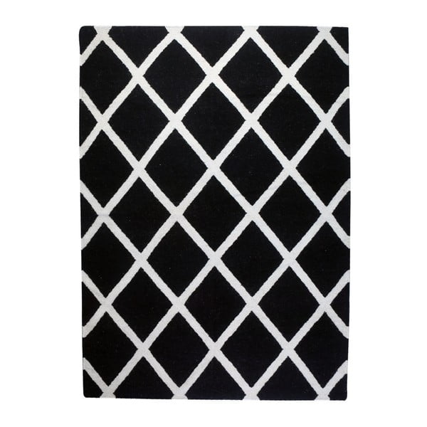 Vlněný koberec Geometry Linie Black & White, 160x230 cm