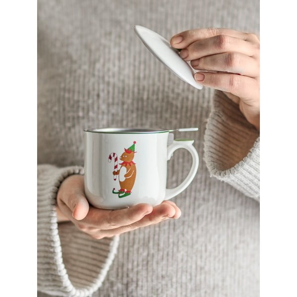 Jõulumotiiviga kruus ja keraamiline sõel 300 ml Valentin - Bloomingville-image-1