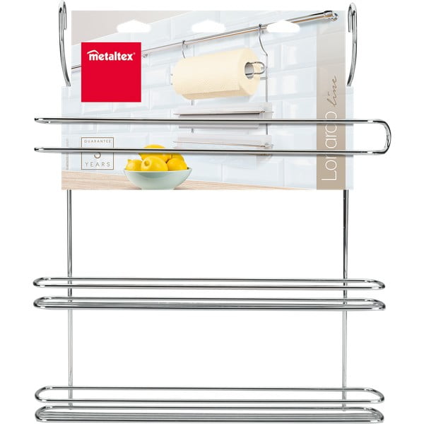 Hõbedane fooliumi- ja majapidamispaberi hoidja rippuv kroomitud teras Lonardo – Metaltex-image-1