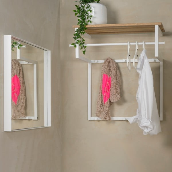 Valge ja naturaalset värvi metallist seinanagi riiuliga Rizzoli - Spinder Design-image-2