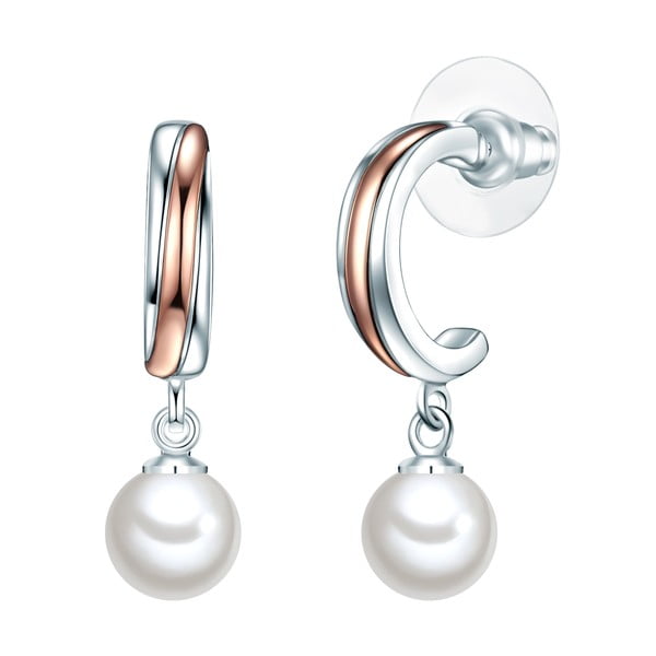Náušnice s bílou perlou Perldesse Rea, ⌀ 8 mm