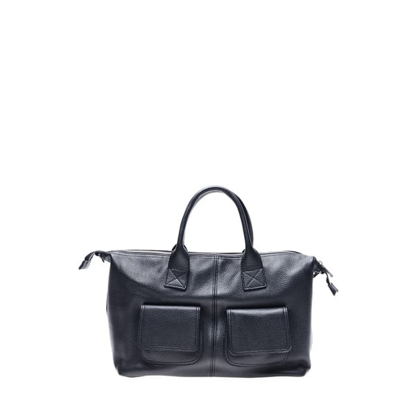 Černá kožená kabelka Anna Luchini, 25 x 48 cm
