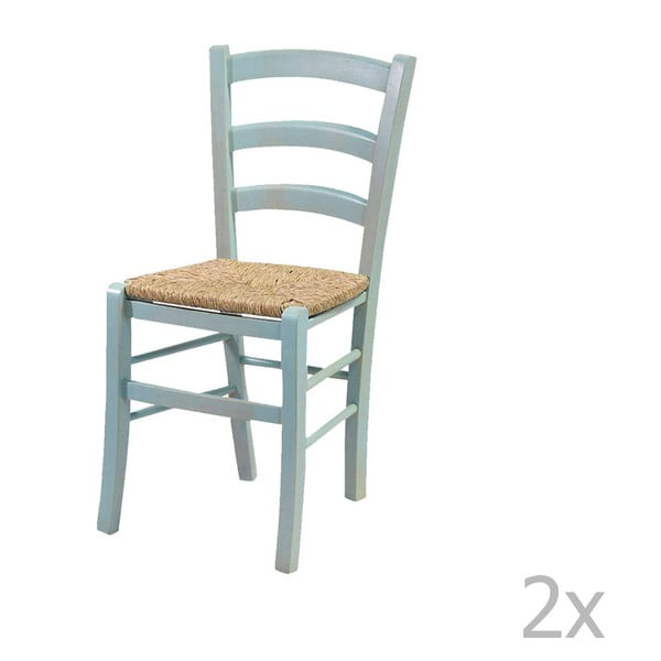 Sada 2 modrých židlí z masivního dřeva Evergreen House Straw