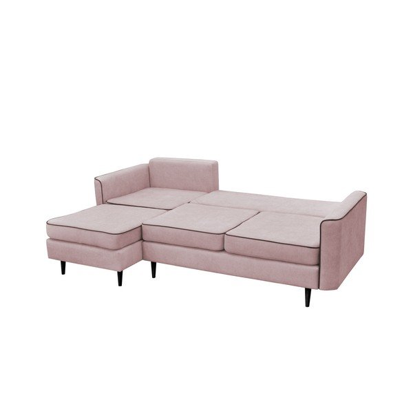 Růžová rozkládací pohovka s černými nohami Mazzini Sofas Dragonfly, levý roh-image-4