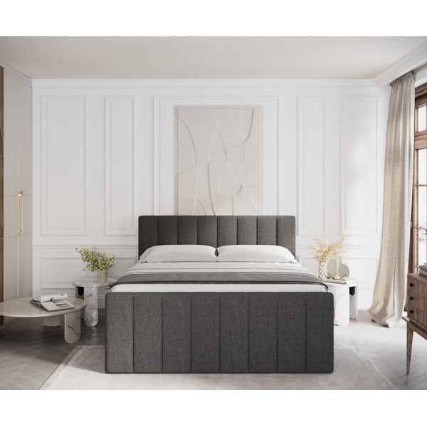 Must vedrumadratsiga voodi koos panipaigaga 180x200 cm Ruby - Maison de Rêve-image-3