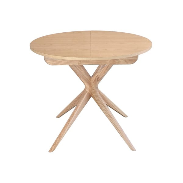 Ümmargune pikendatav söögilaud lisaplaadiga, saarepuidust, ø 90 cm Jubi – Ragaba