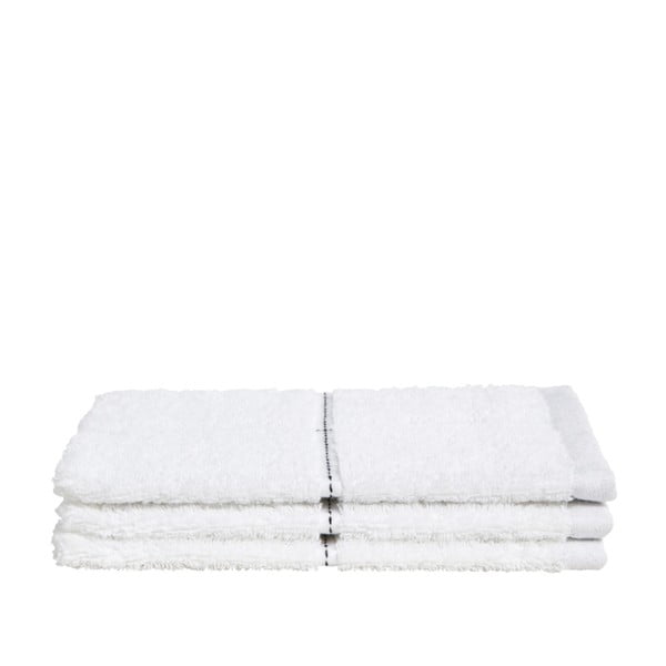 Sada 3 bílých ručníků na ruce z organické bavlny Seahorse, 160 x 210 cm