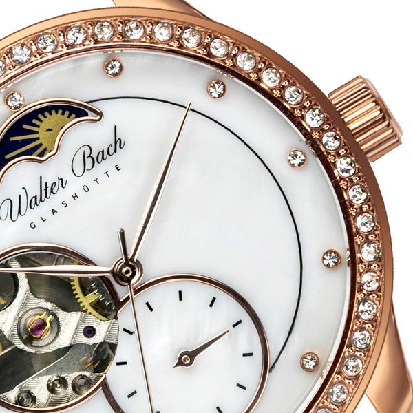 Dámské hodinky s bílým páskem z pravé kůže Walter Bach Union-image-4