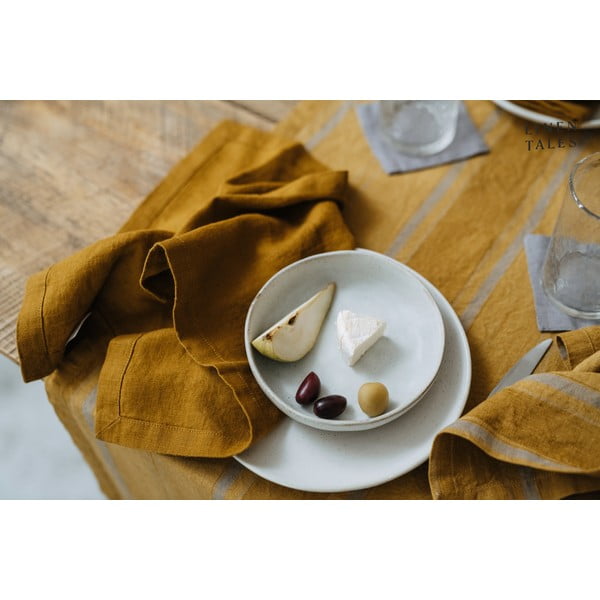 Linane laudlina 140x140 cm Amber Bronze Stripes - Linen Tales-image-2