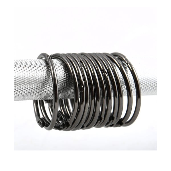 Mattmustad dušikardina rõngad 12tk komplektis Ringo Small - Spirella-image-1