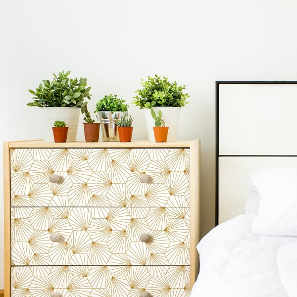 Valge ja kollane dekoratiivne tapeet mööblile Hexoka - Ambiance-image-3